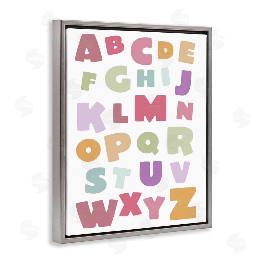 Susan Ball Muted Alphabet Letters Gray Floating Frame Canvas Wall Art Print