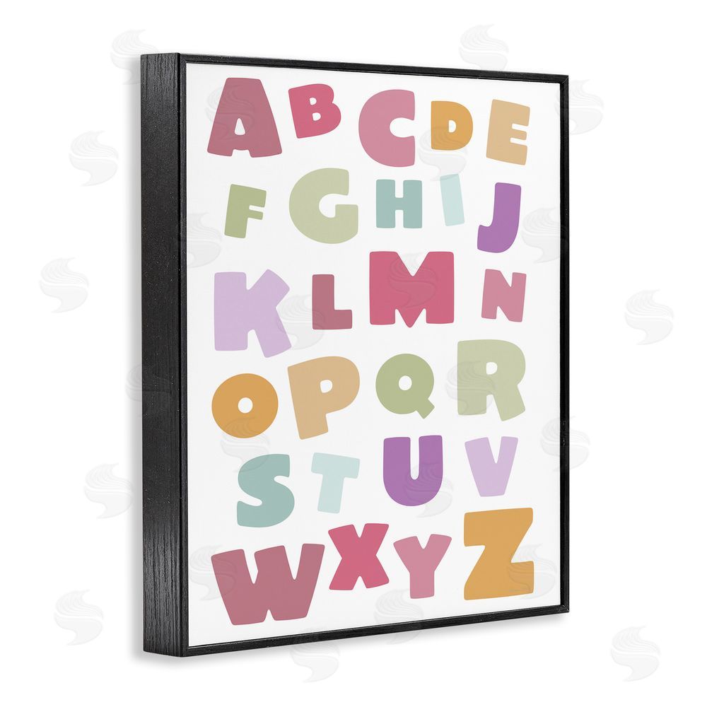 Susan Ball Muted Alphabet Letters Black Framed Giclee Wall Art Print
