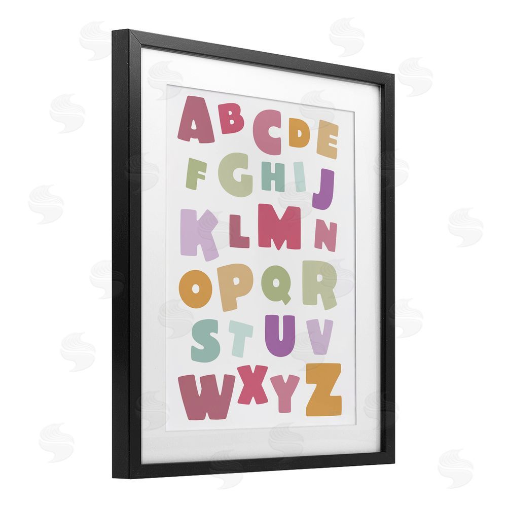 Susan Ball Muted Alphabet Letters Black Framed Print Under Glass Wall Art
