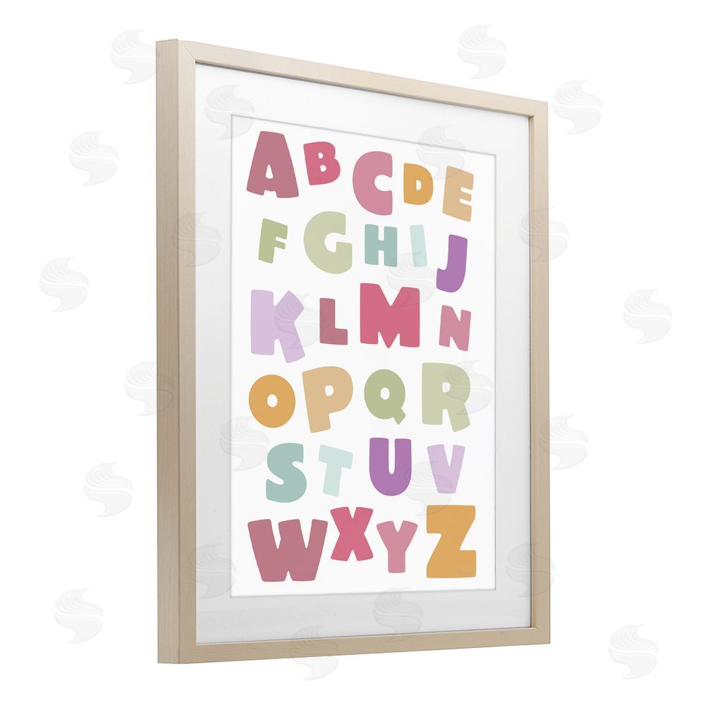 Susan Ball Muted Alphabet Letters Birch Framed Print Under Glass Wall Art