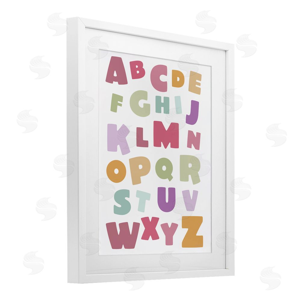 Susan Ball Muted Alphabet Letters White Framed Print Under Glass Wall Art