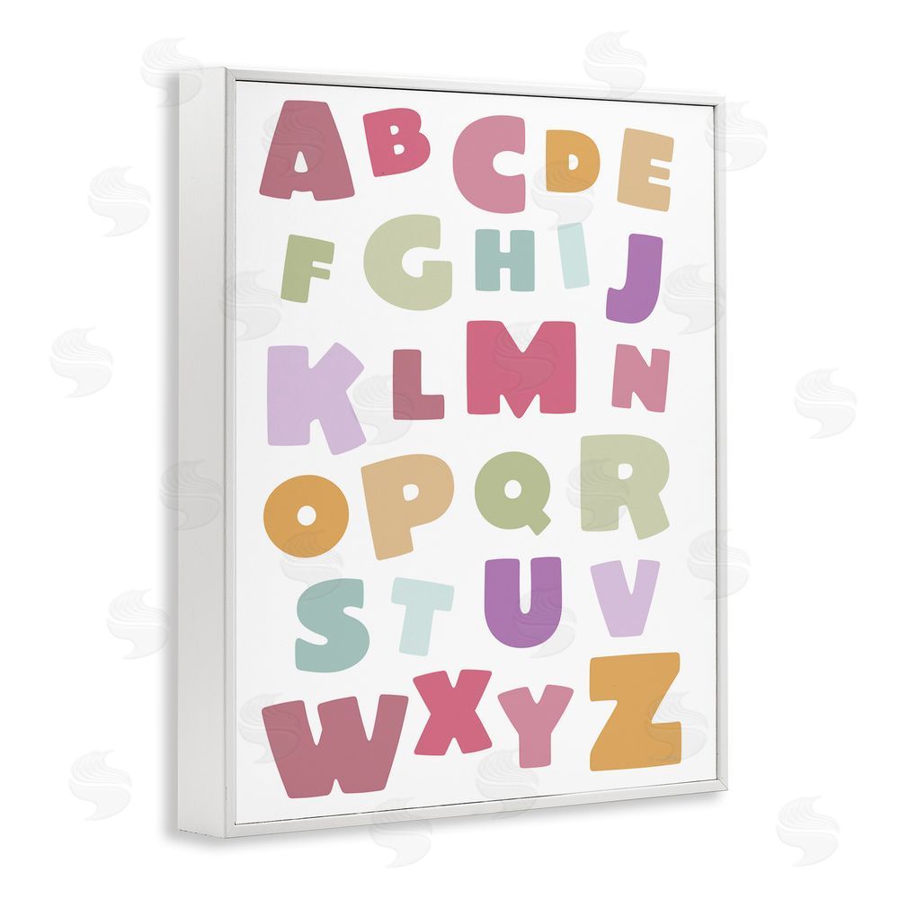 Susan Ball Muted Alphabet Letters White Framed Giclee Wall Art Print