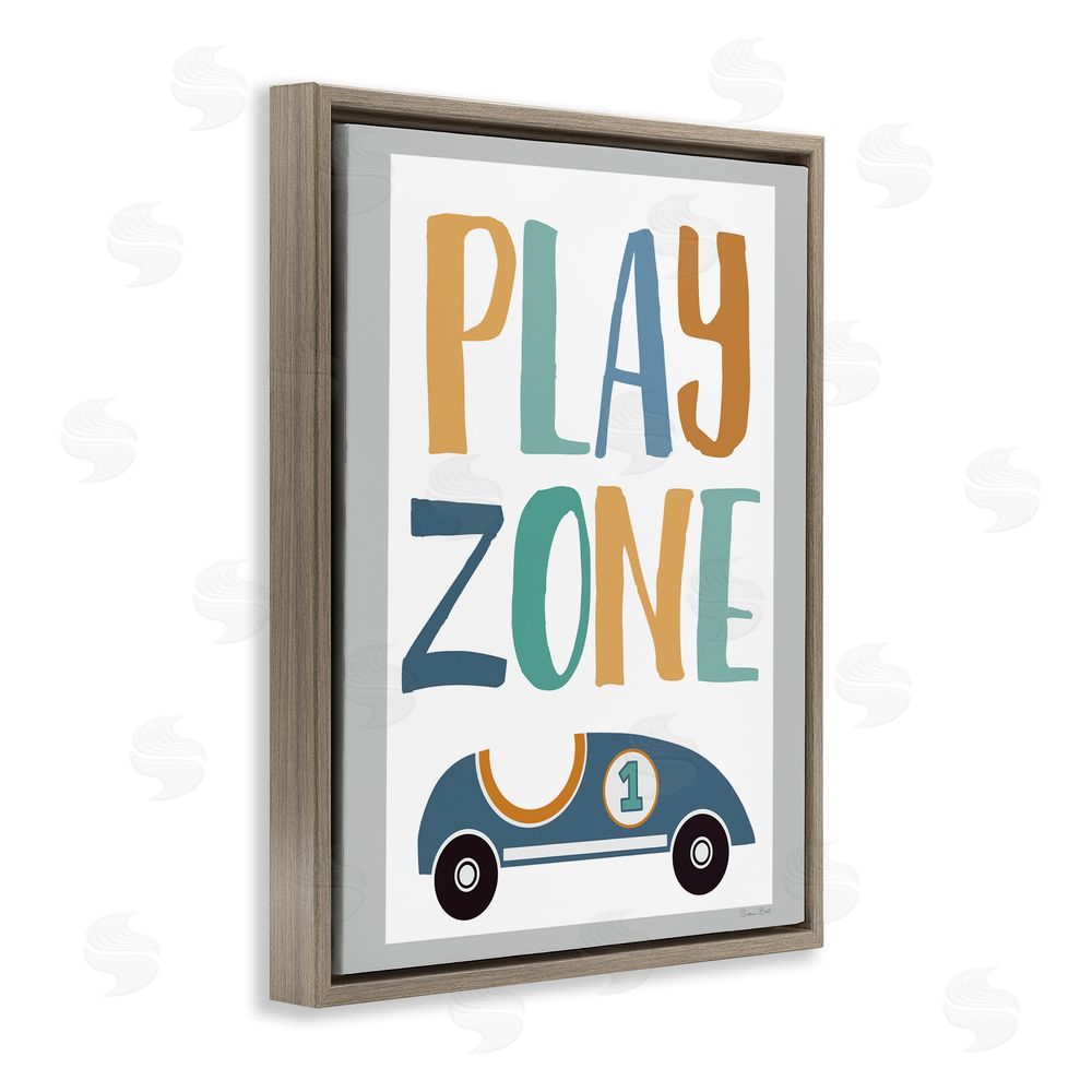 Susan Ball Play Zone Racecar Brown Floating Frame Canvas Wall Art Print