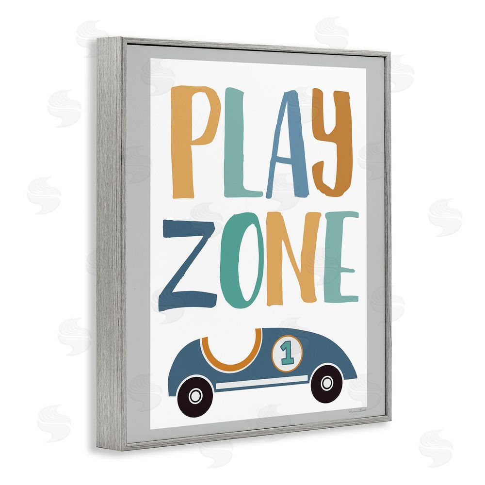 Susan Ball Play Zone Racecar Gray Framed Giclee Wall Art Print