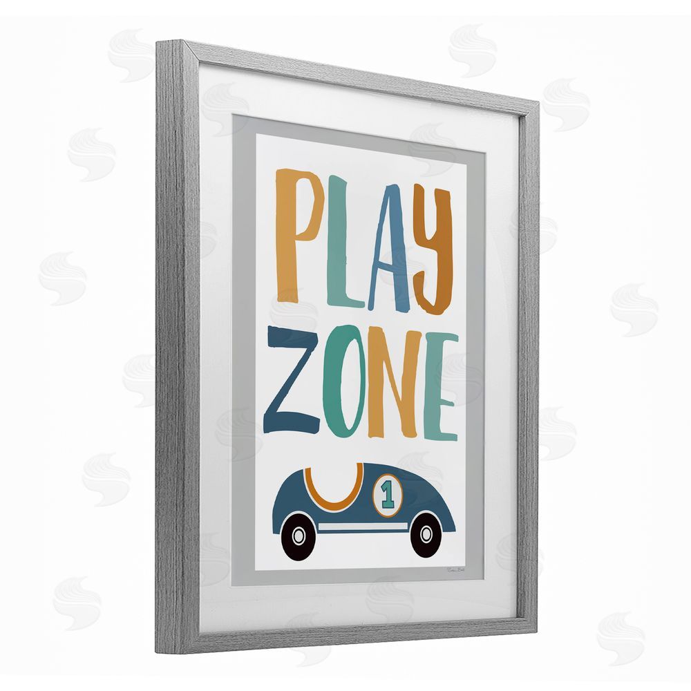 Susan Ball Play Zone Racecar Gray Framed Print Under Glass Wall Art