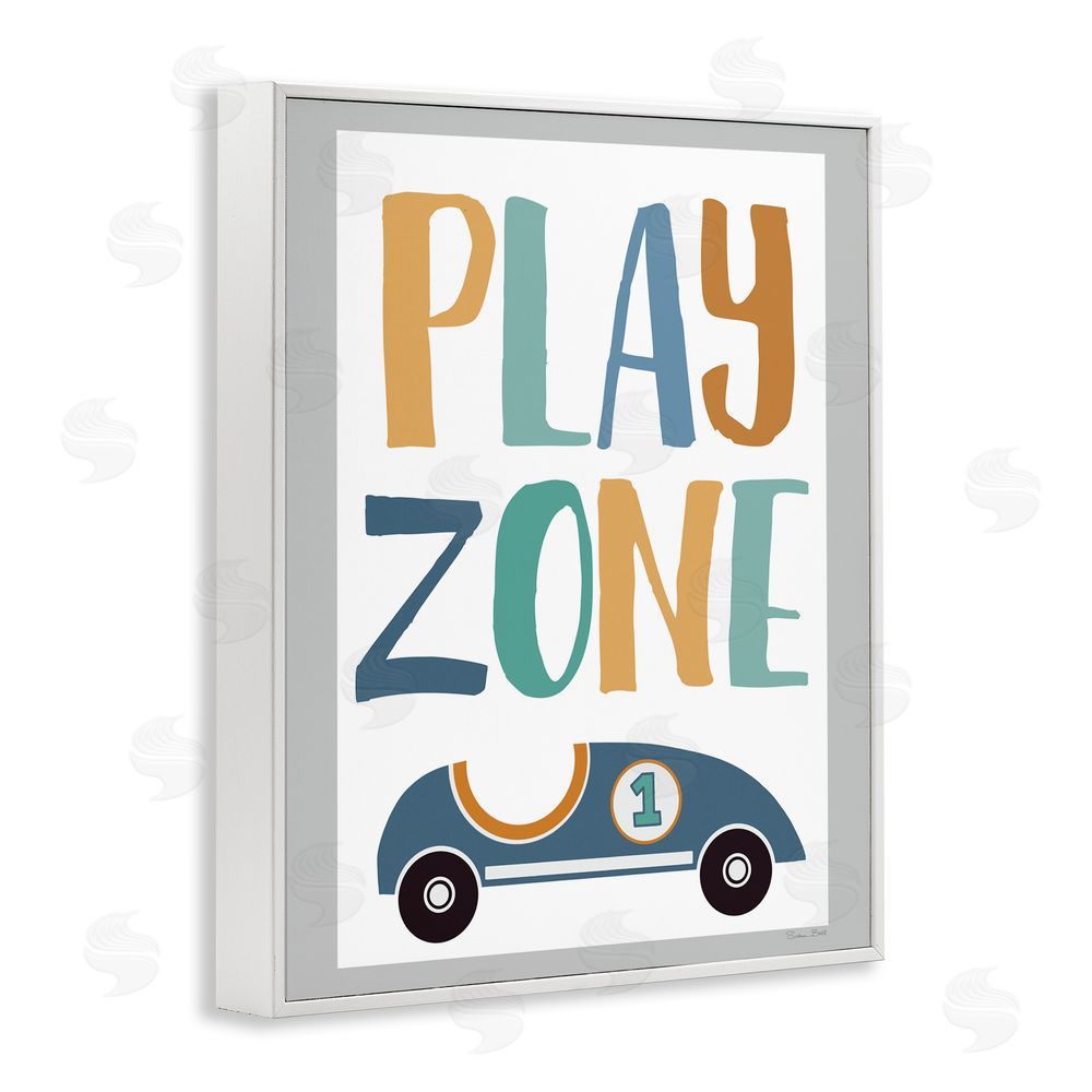 Susan Ball Play Zone Racecar White Framed Giclee Wall Art Print