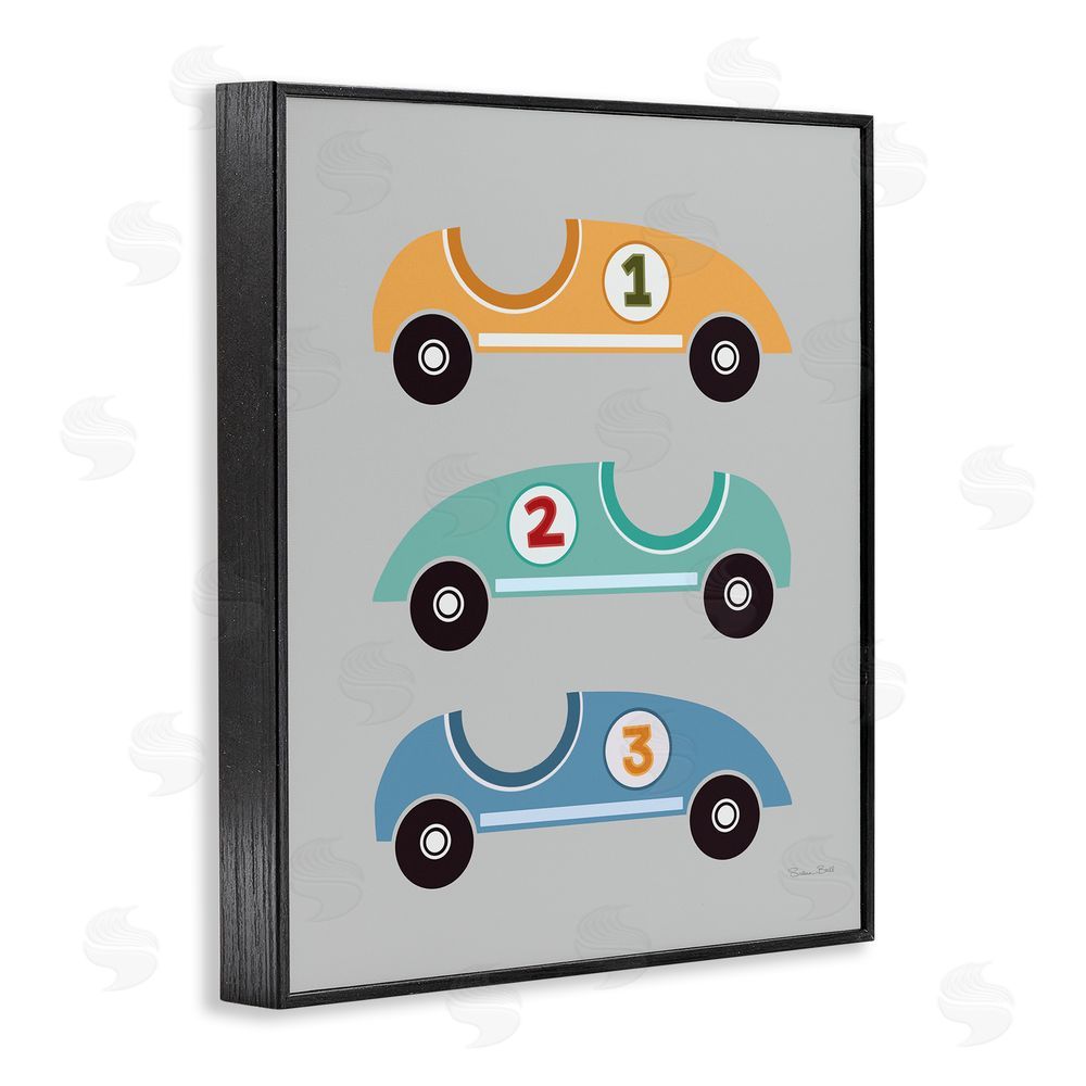 Susan Ball Vroom Race Cars Black Framed Giclee Wall Art Print
