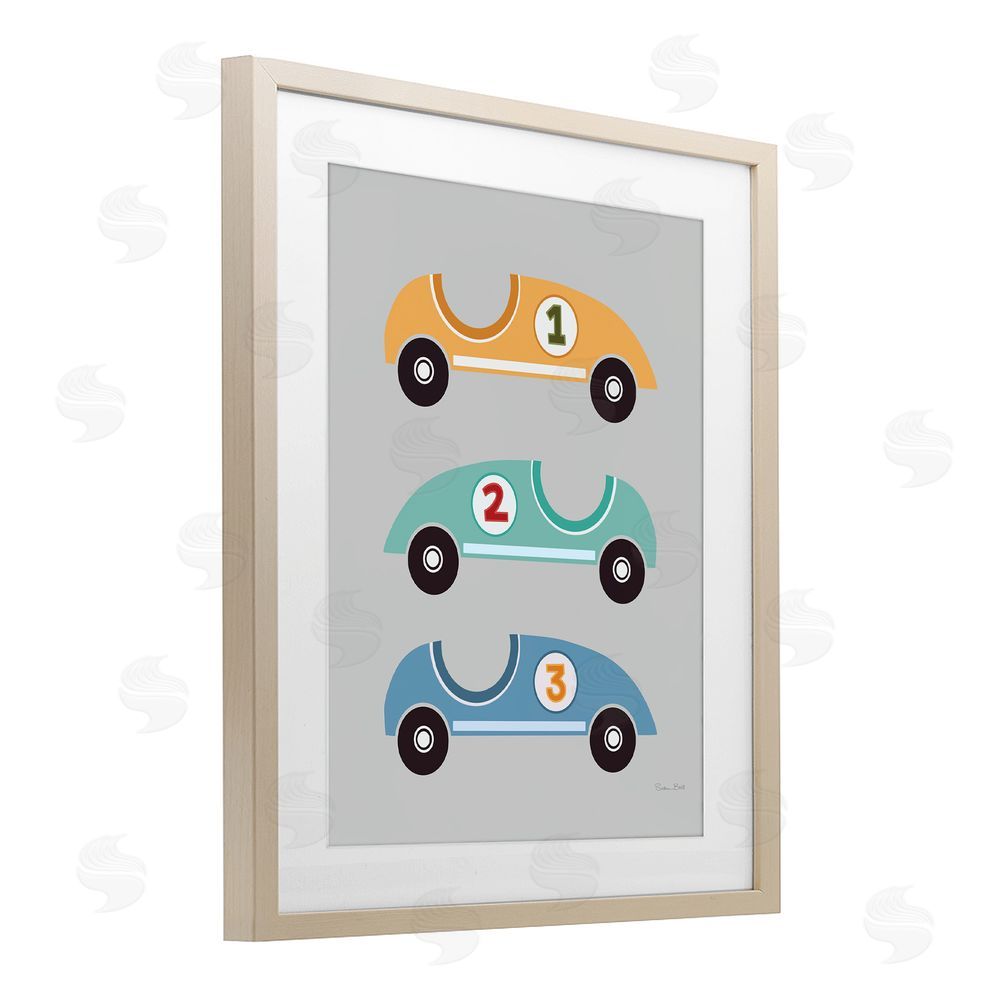 Susan Ball Vroom Race Cars Birch Framed Print Under Glass Wall Art