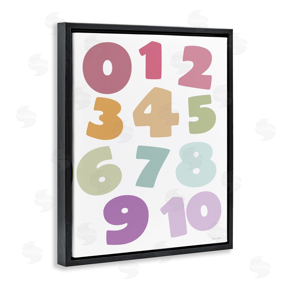 Susan Ball Muted Counting Numbers Black Floating Frame Canvas Wall Art Print