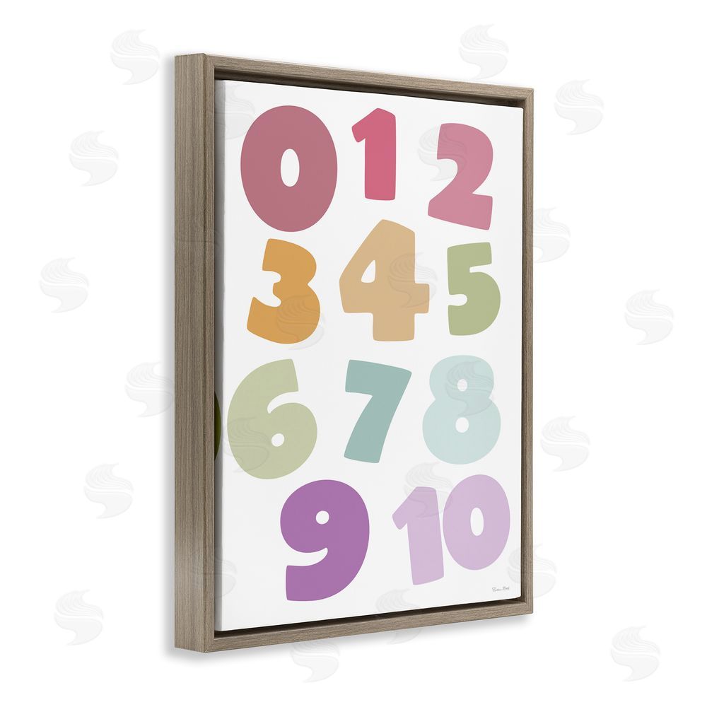 Susan Ball Muted Counting Numbers Brown Floating Frame Canvas Wall Art Print