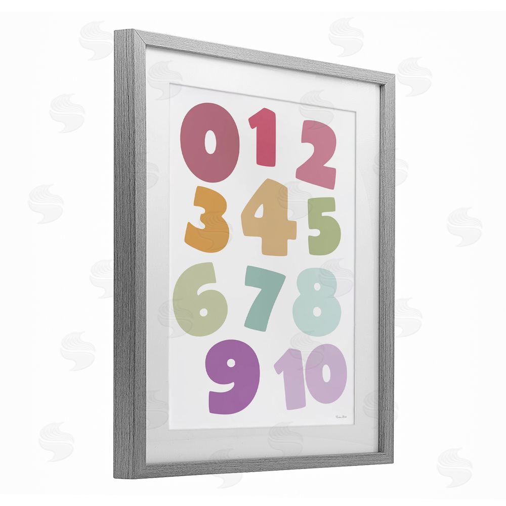 Susan Ball Muted Counting Numbers Gray Framed Print Under Glass Wall Art
