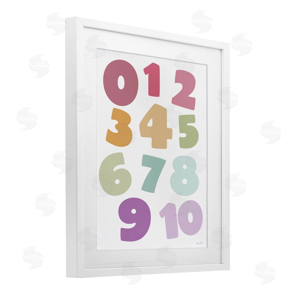 Susan Ball Muted Counting Numbers White Framed Print Under Glass Wall Art