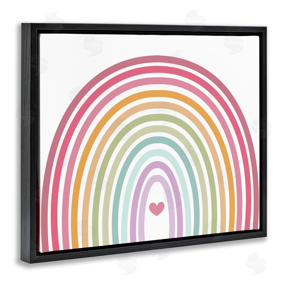 Susan Ball Rainbow Love & Heart Black Floating Frame Canvas Wall Art Print