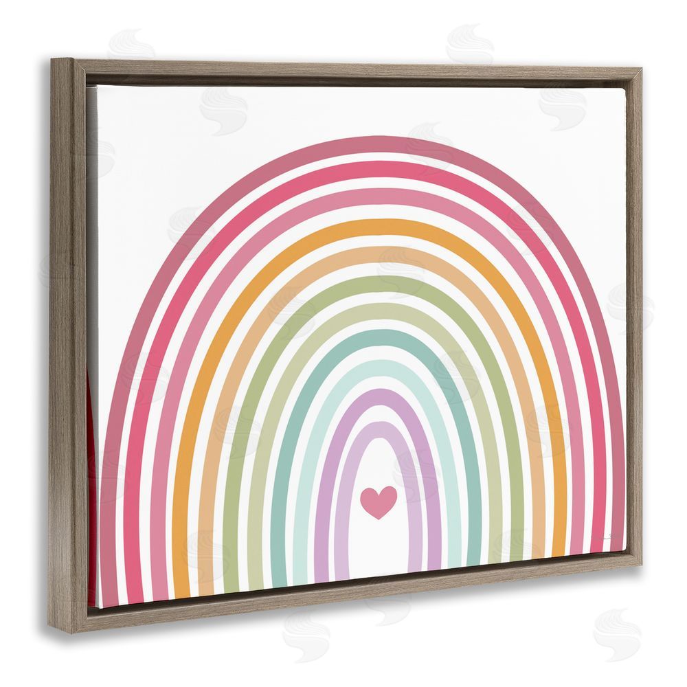 Susan Ball Rainbow Love & Heart Brown Floating Frame Canvas Wall Art Print