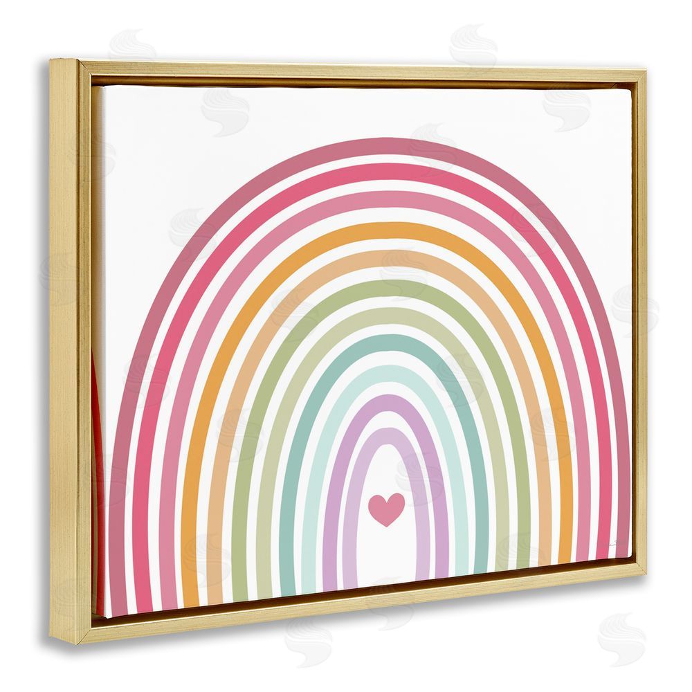 Susan Ball Rainbow Love & Heart Gold Floating Frame Canvas Wall Art Print