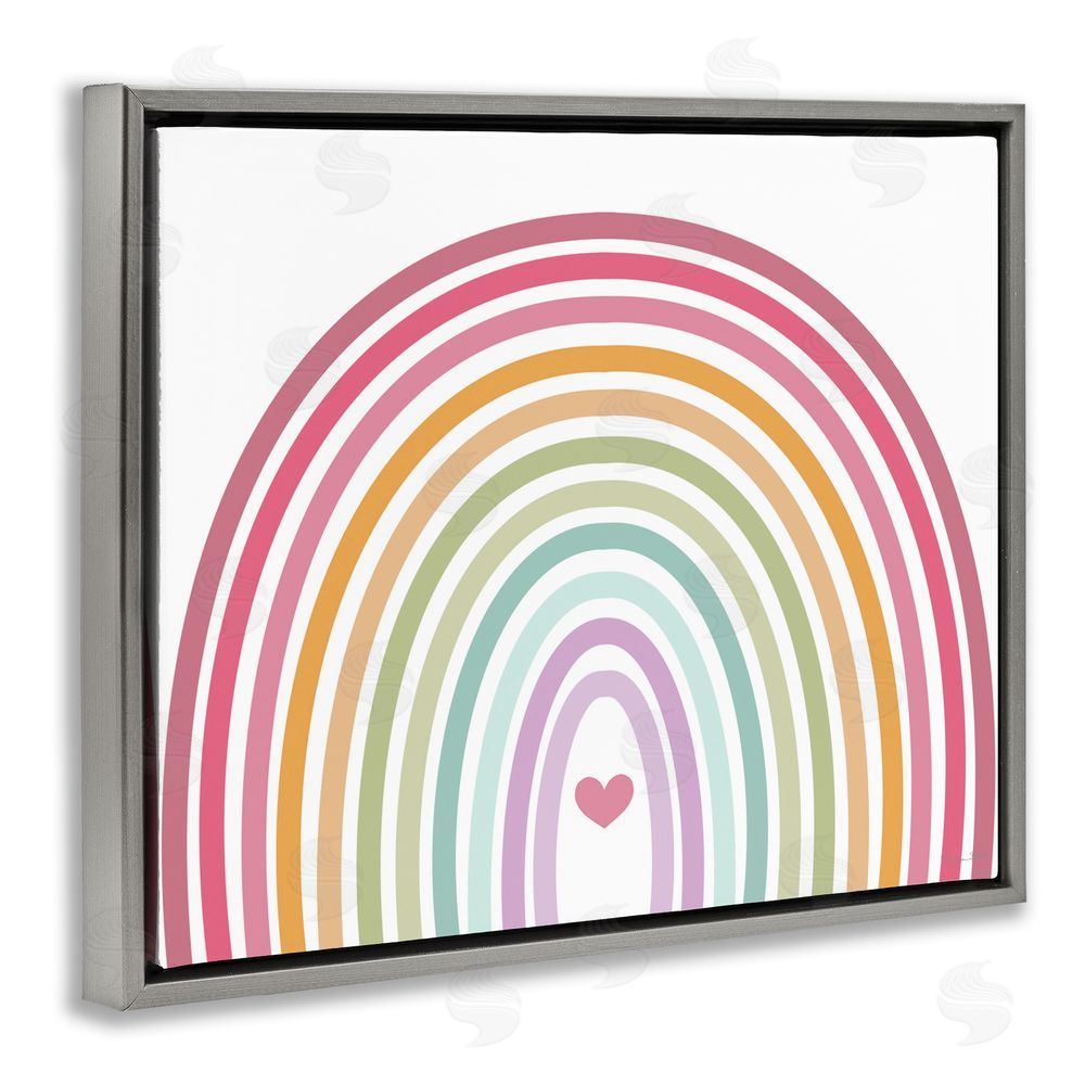 Susan Ball Rainbow Love & Heart Gray Floating Frame Canvas Wall Art Print