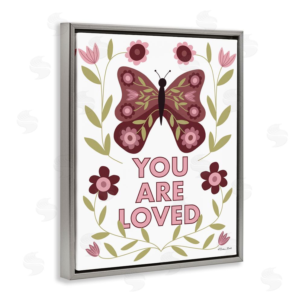 Susan Ball You Are Loved Symmetrical Gray Floating Frame Canvas Wall Art Print