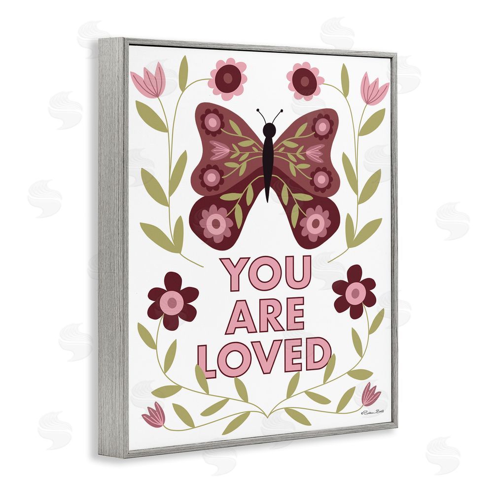 Susan Ball You Are Loved Symmetrical Gray Framed Giclee Wall Art Print