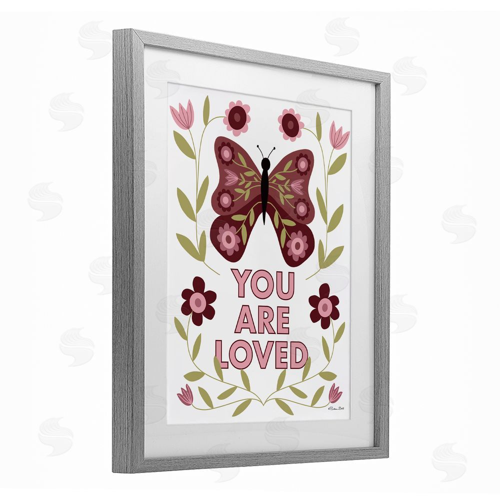 Susan Ball You Are Loved Symmetrical Gray Framed Print Under Glass Wall Art
