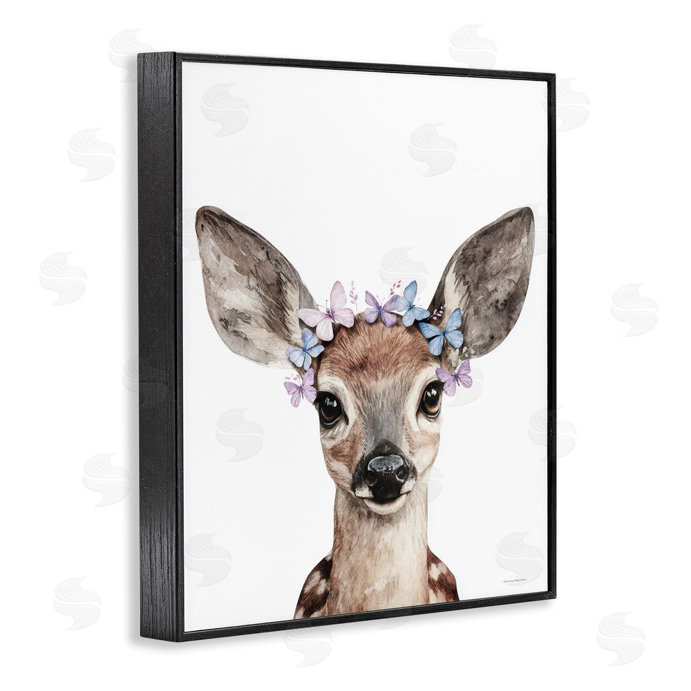 Svetlana Aleynikova Fawn & Butterfly Wings Black Framed Giclee Wall Art Print