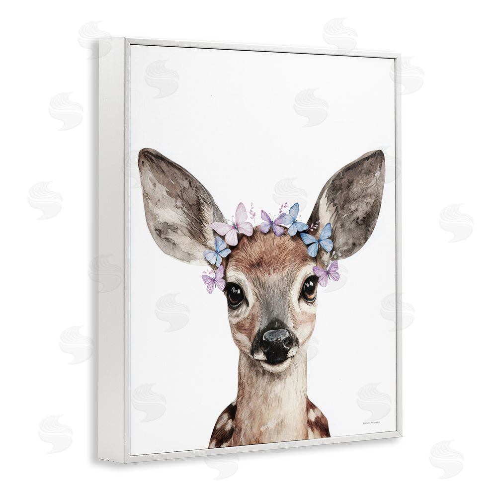 Svetlana Aleynikova Fawn & Butterfly Wings White Framed Giclee Wall Art Print