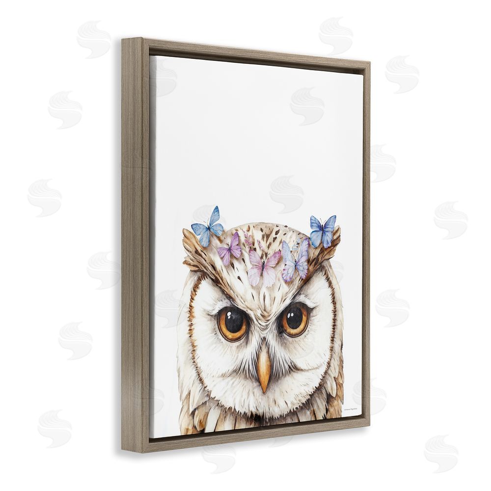 Svetlana Aleynikova Owl & Butterfly Wings Brown Floating Frame Canvas Wall Art Print