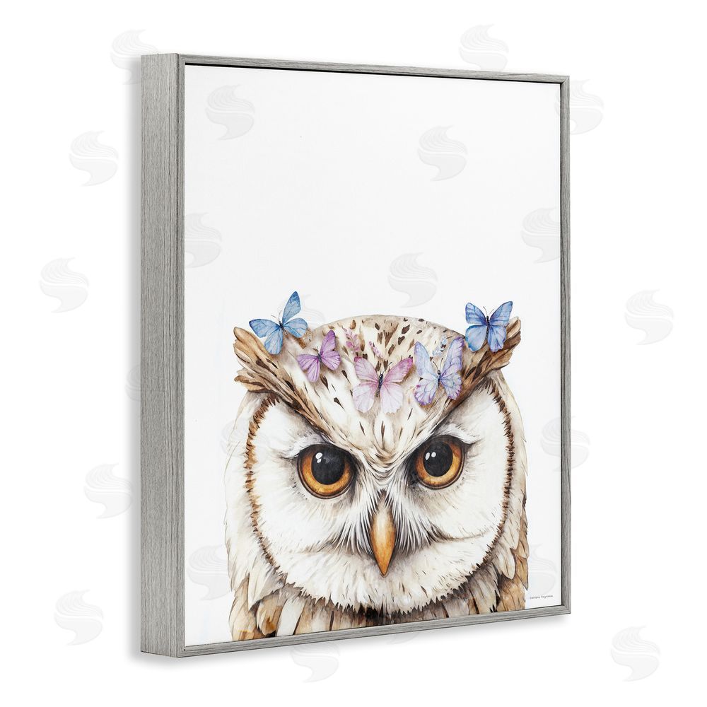 Svetlana Aleynikova Owl & Butterfly Wings Gray Framed Giclee Wall Art Print