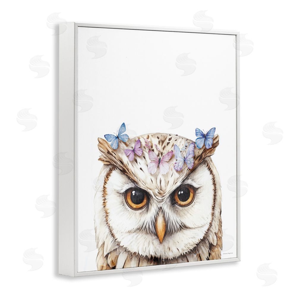 Svetlana Aleynikova Owl & Butterfly Wings White Framed Giclee Wall Art Print
