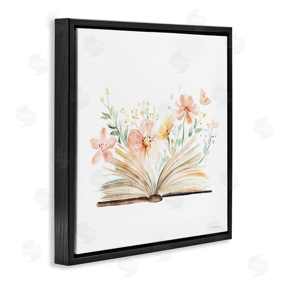 Svetlana Aleynikova Floral Flourishing Words Black Floating Frame Canvas Wall Art Print