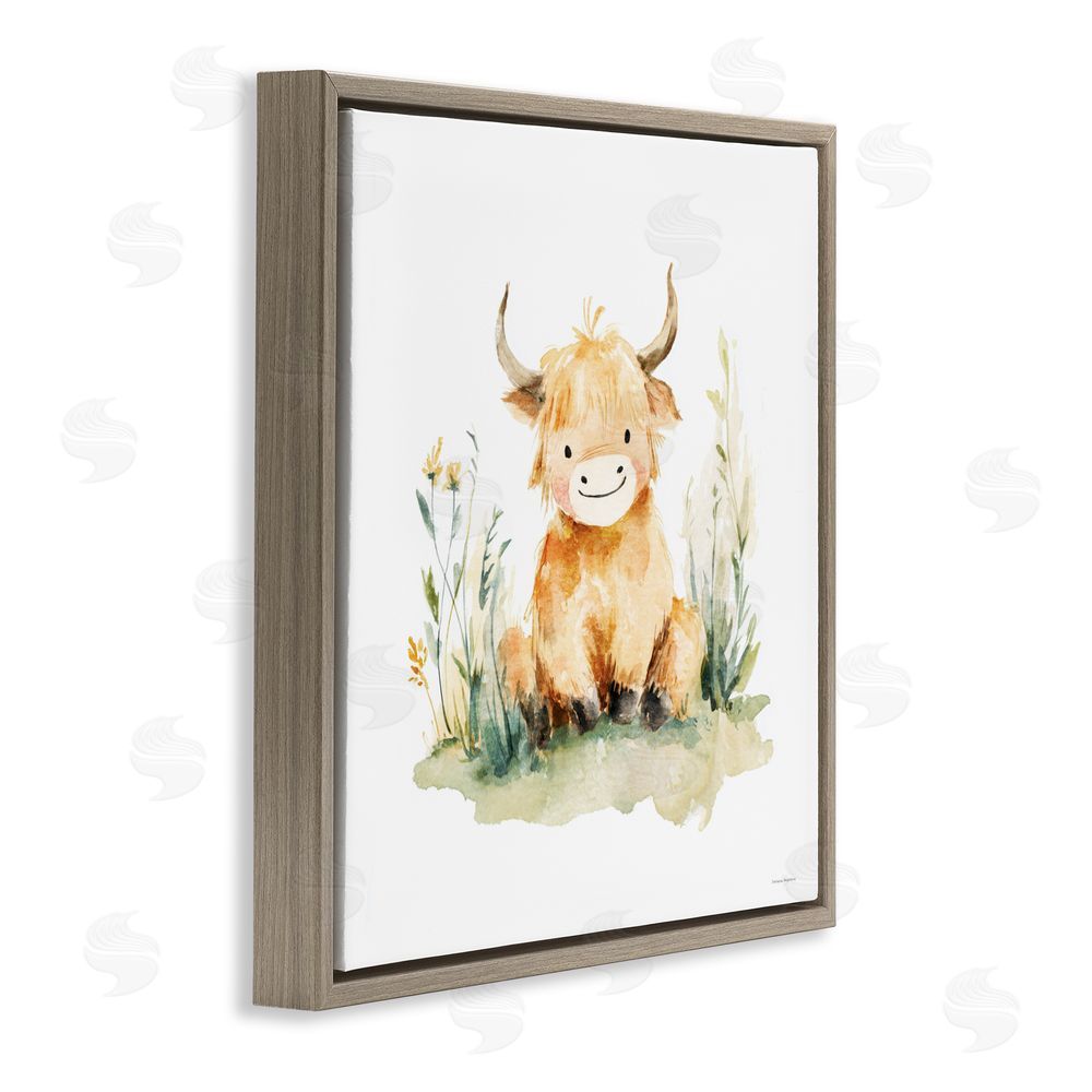 Svetlana Aleynikova Little Highland Calf Brown Floating Frame Canvas Wall Art Print