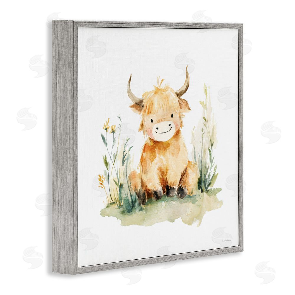Svetlana Aleynikova Little Highland Calf Gray Framed Giclee Wall Art Print