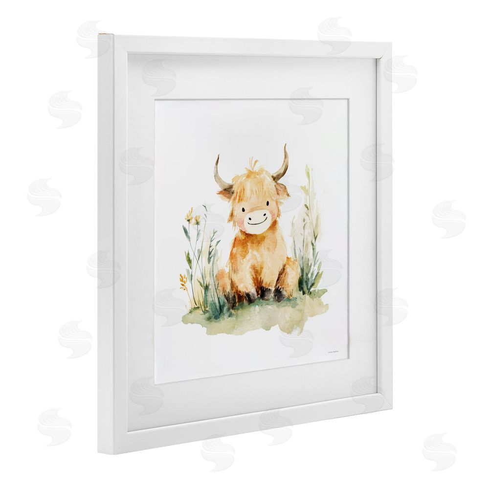 Svetlana Aleynikova Little Highland Calf White Framed Print Under Glass Wall Art