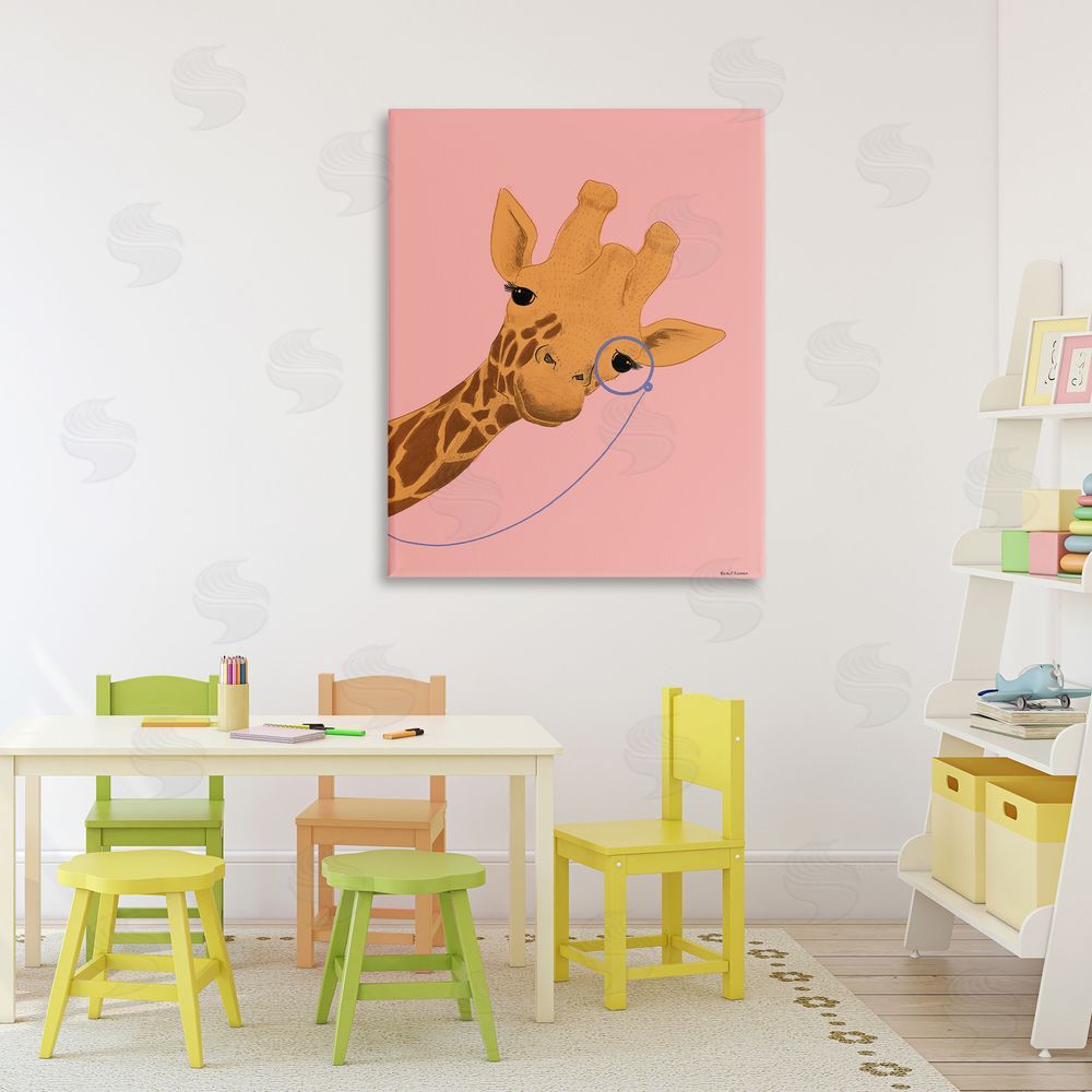 Rachel Nieman Playful Giraffe with Monocle Canvas Wall Art Print in Room