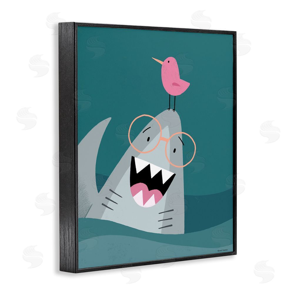 Rachel Nieman The Friendliest Shark Black Framed Giclee Wall Art Print