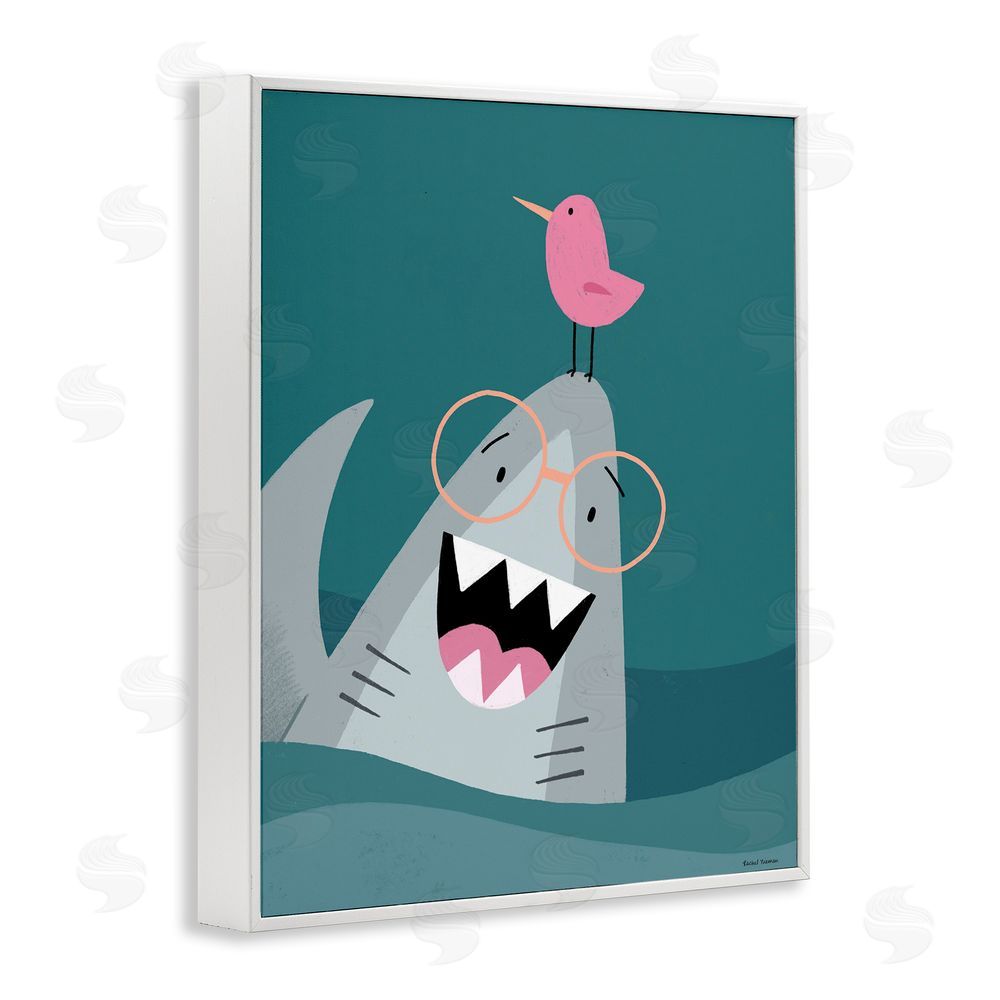 Rachel Nieman The Friendliest Shark White Framed Giclee Wall Art Print