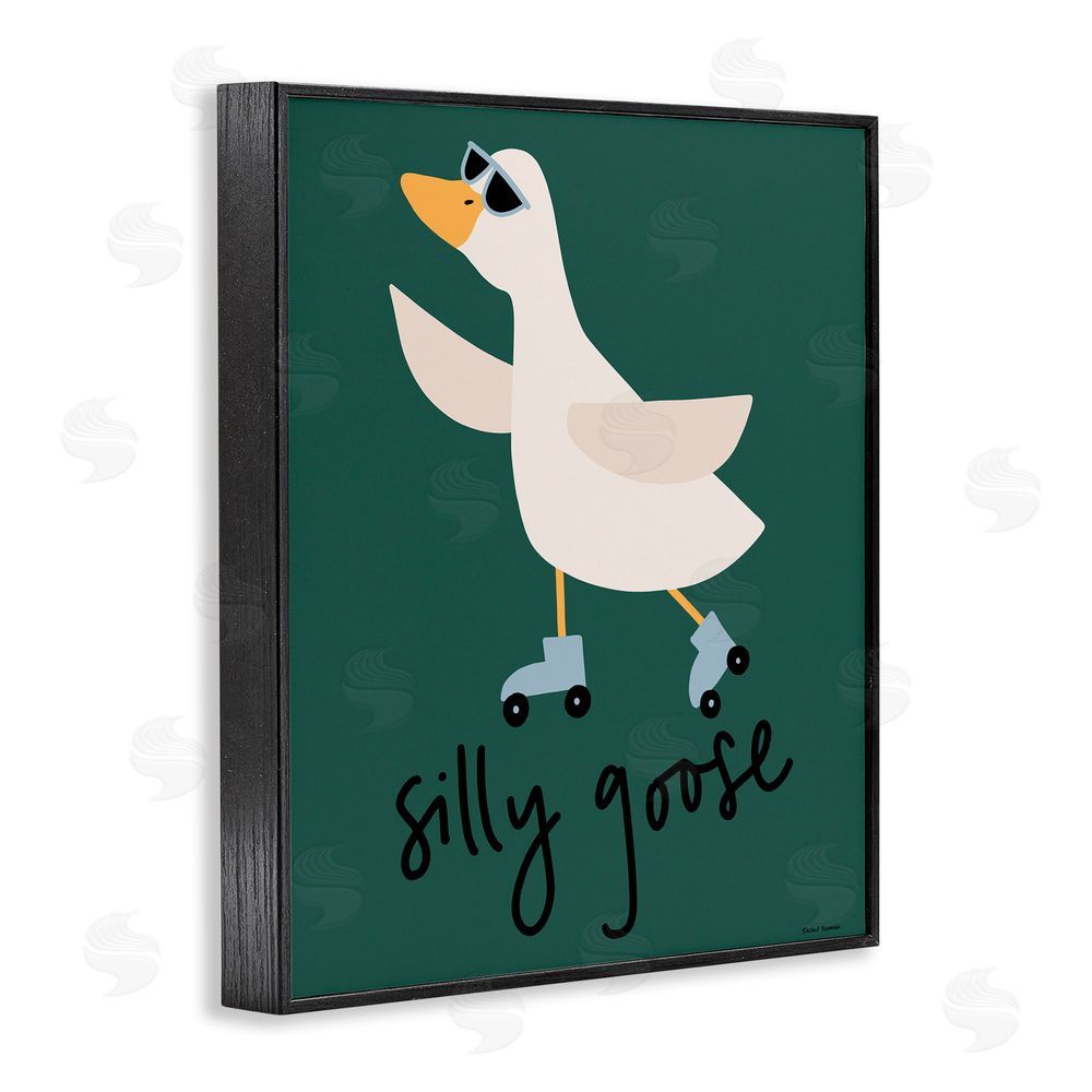 Rachel Nieman Silly Goose on Skates Black Framed Giclee Wall Art Print