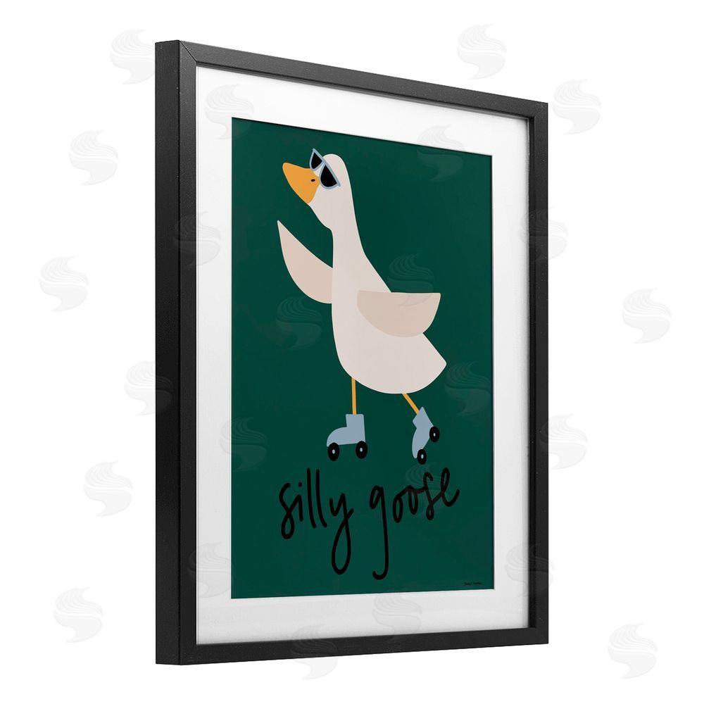 Rachel Nieman Silly Goose on Skates Black Framed Print Under Glass Wall Art