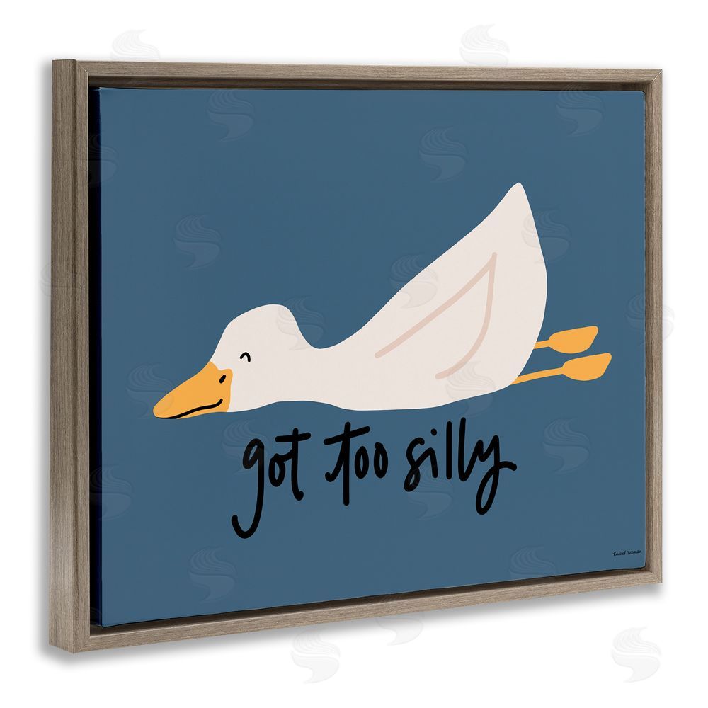Rachel Nieman Got Too Silly Duck Brown Floating Frame Canvas Wall Art Print