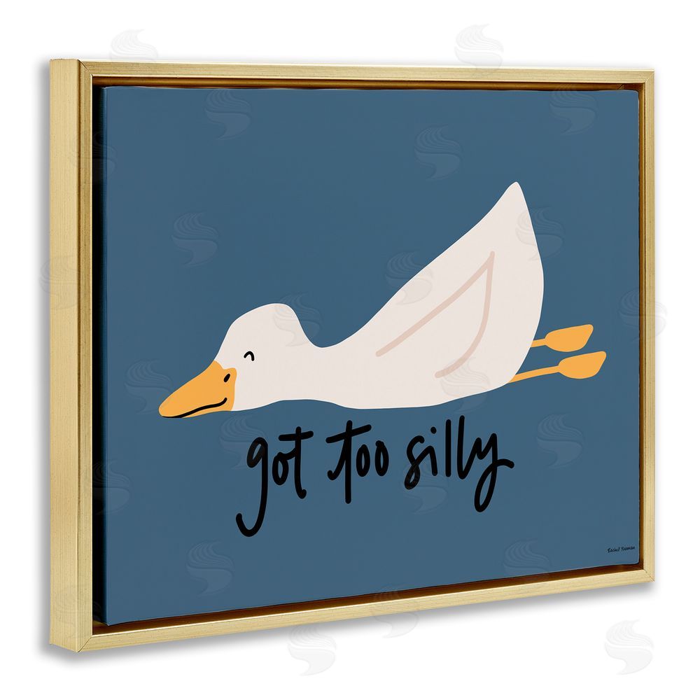 Rachel Nieman Got Too Silly Duck Gold Floating Frame Canvas Wall Art Print