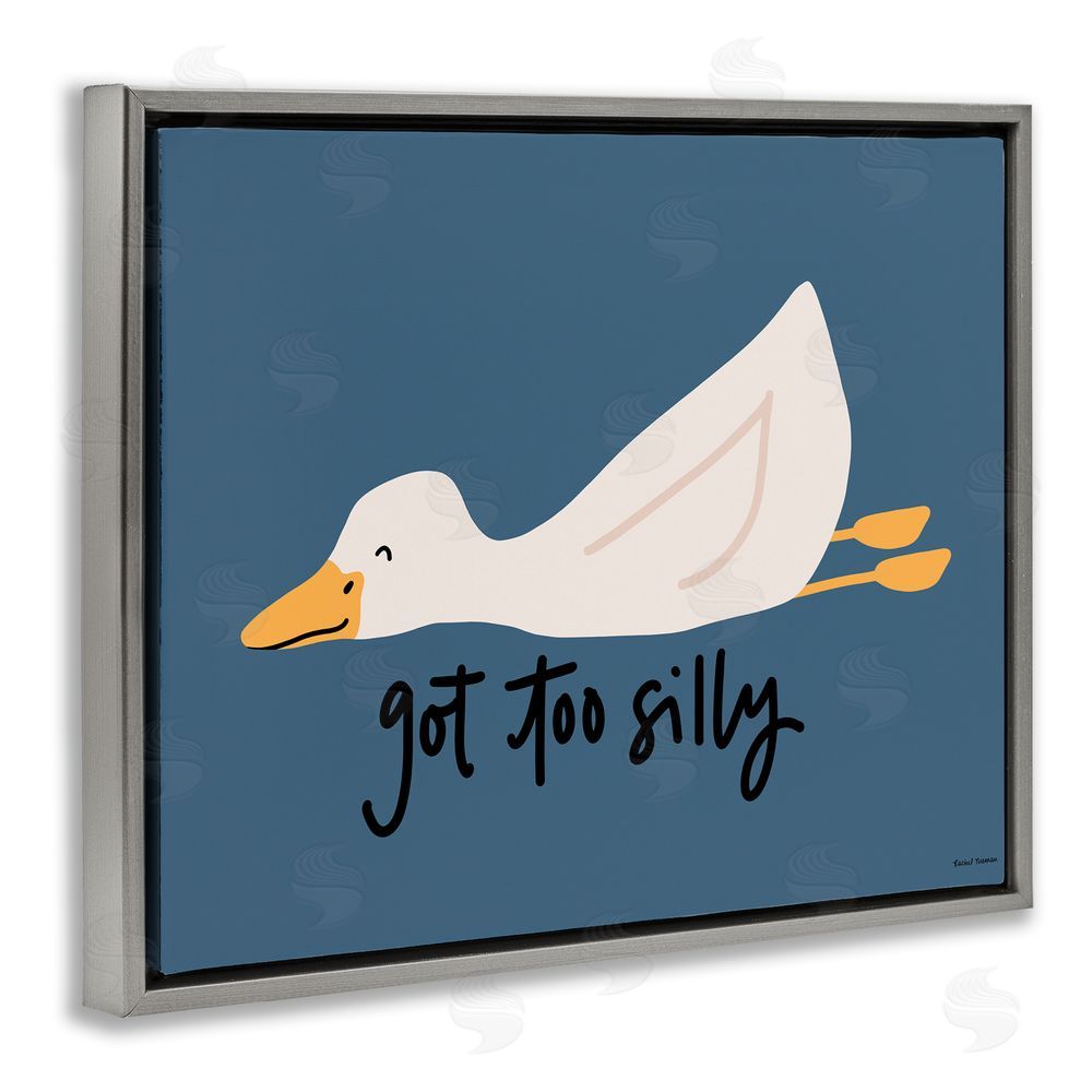 Rachel Nieman Got Too Silly Duck Gray Floating Frame Canvas Wall Art Print