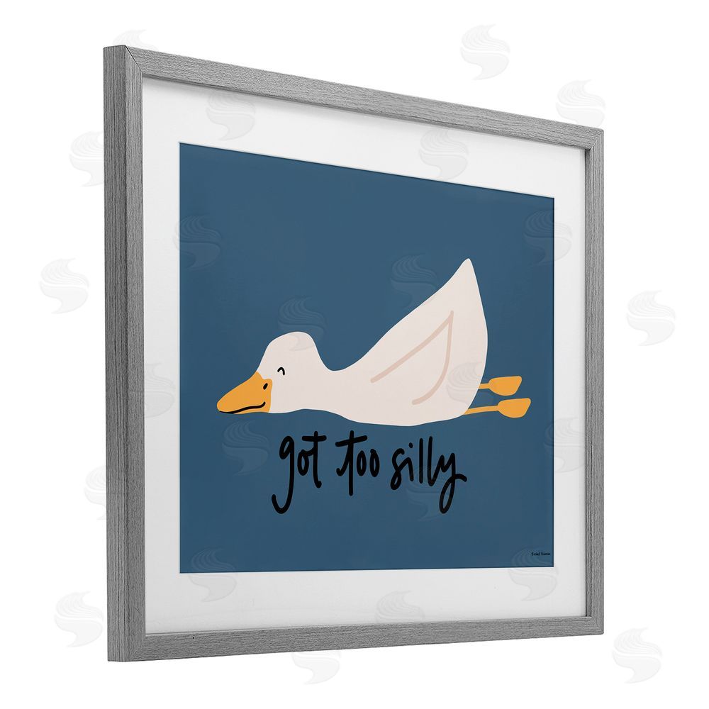 Rachel Nieman Got Too Silly Duck Gray Framed Print Under Glass Wall Art