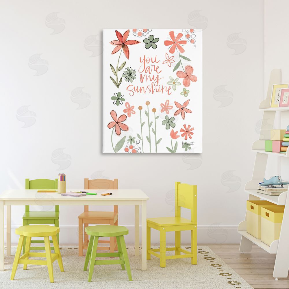 Katie Doucette You Are Sunshine with Florals Stretched Canvas Wall Art in Room