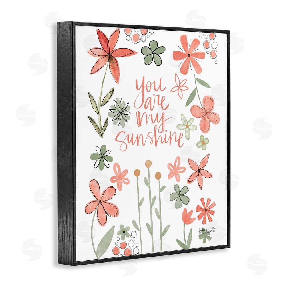 Katie Doucette You Are Sunshine with Florals Black Framed Giclee Wall Art Print