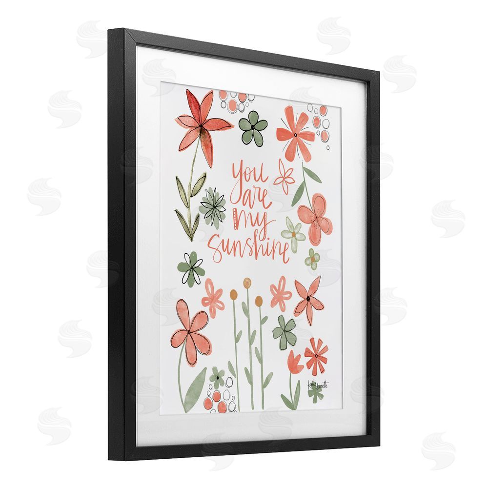 Katie Doucette You Are Sunshine with Florals Black Framed Print Under Glass Wall Art