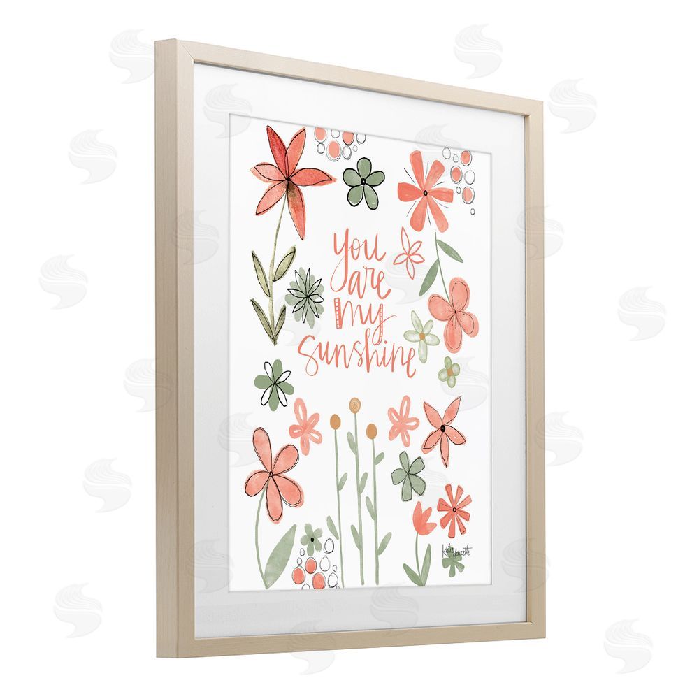 Katie Doucette You Are Sunshine with Florals Birch Framed Print Under Glass Wall Art