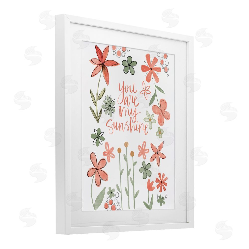 Katie Doucette You Are Sunshine with Florals White Framed Print Under Glass Wall Art