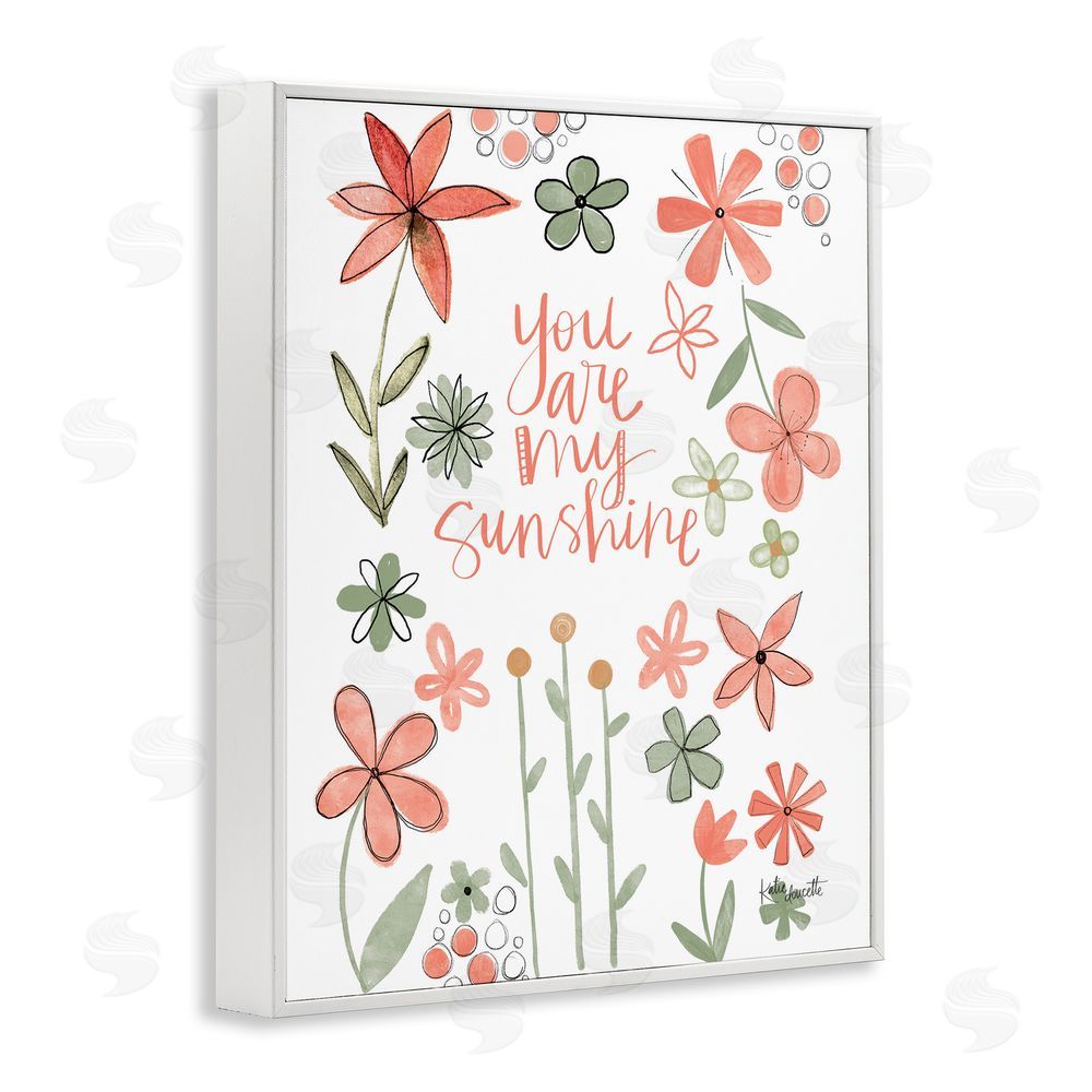 Katie Doucette You Are Sunshine with Florals White Framed Giclee Wall Art Print