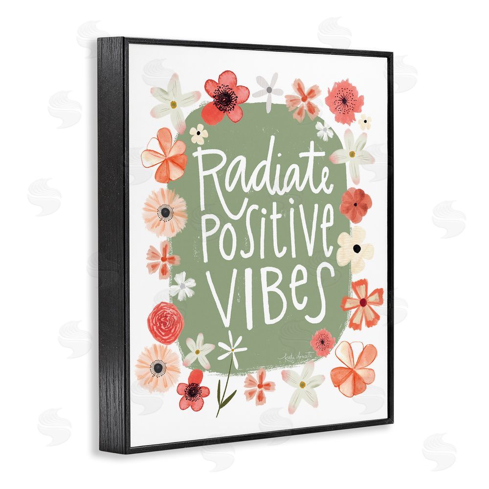 Katie Doucette Floral Radiate Positive Vibes Black Framed Giclee Wall Art Print
