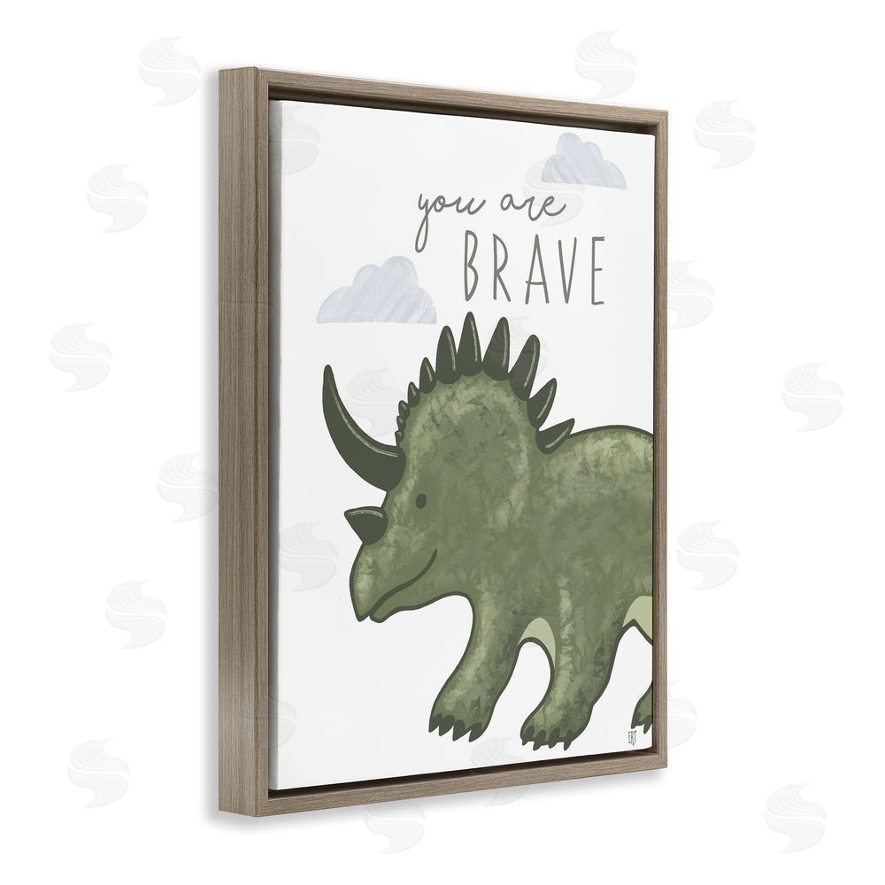 Elizabeth Tyndall You Are Brave Dinosaur Brown Floating Frame Canvas Wall Art Print