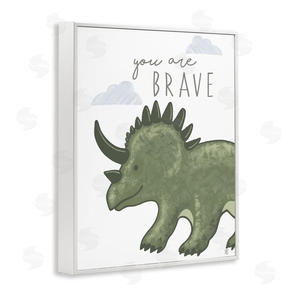 Elizabeth Tyndall You Are Brave Dinosaur White Framed Giclee Wall Art Print